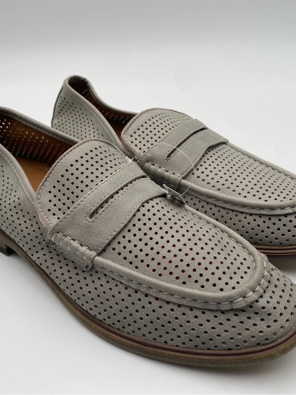 Dexter Gray Perforated Slip-On Dress Loafer Men's Comfort Round Toe US 9